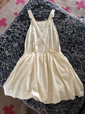 Free People Cream Backless adjustable Cross-Back Mini Dress butter yellow